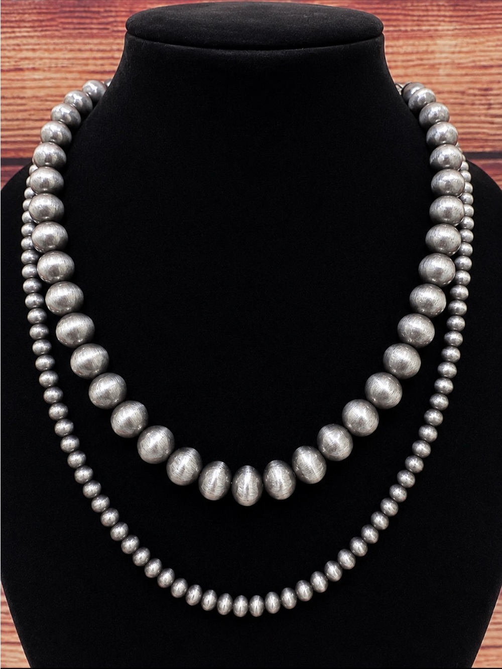 ISAC Handmade 2-Strand Western silver Beads Necklace NWT